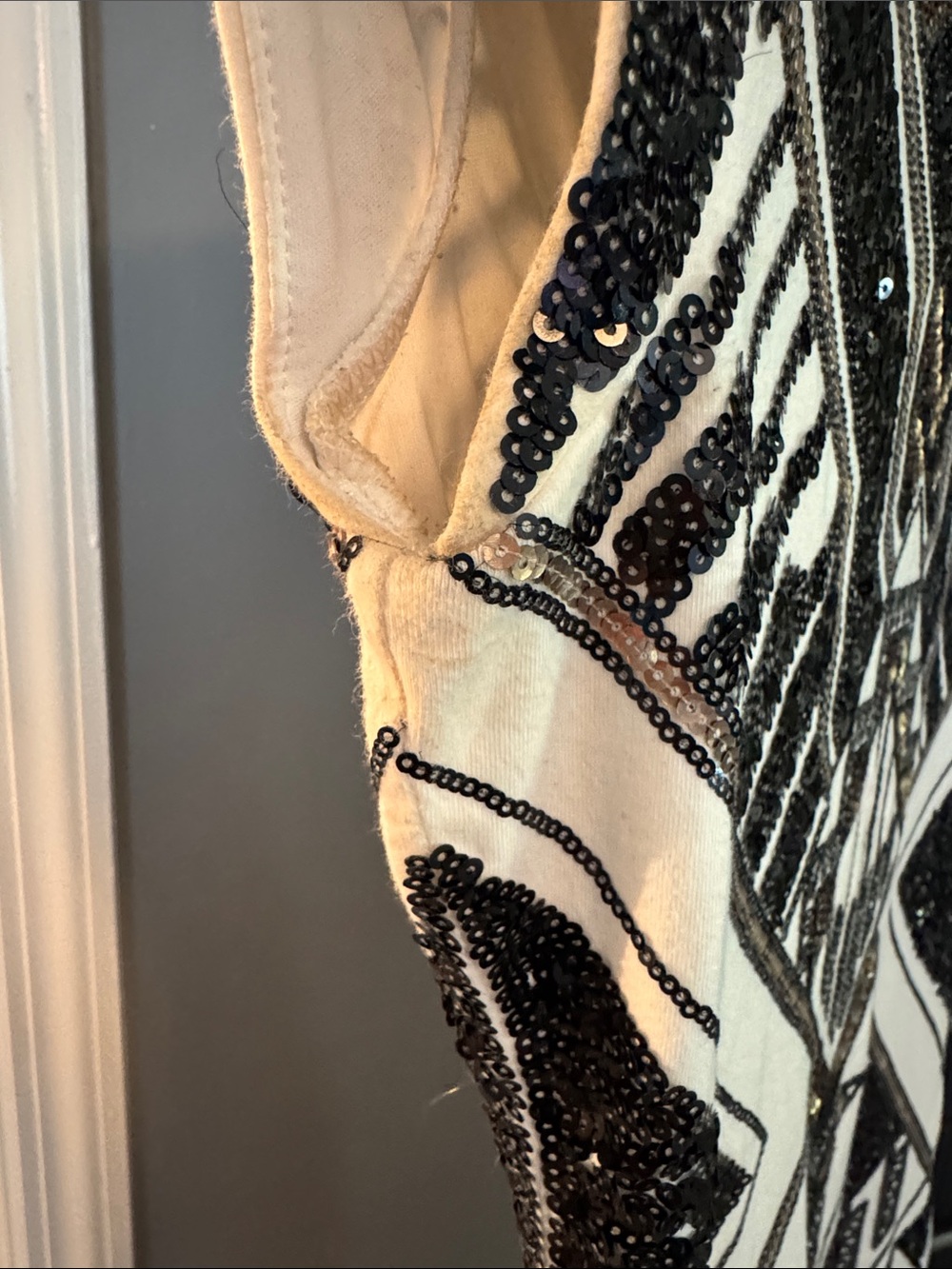 Black & White Sequin Geometric Cocktail Dress - Picture 6 of 8